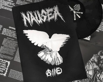 Nausea ~ Dove ~ Backpatch ~ Crust Punk DIY Screenprinted Organic Fabric