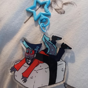 Hazbin Hotel Vox Eel Assistant Sushi Keychain