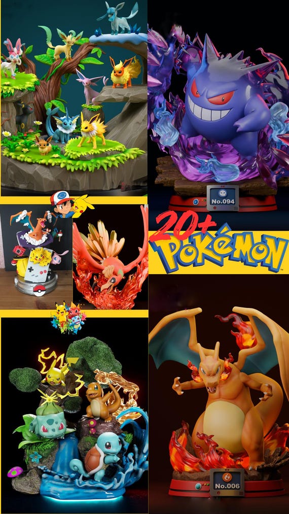 20+Pokemon Pikachu Gengar Charmander STL File -3D STL Bundle, 3D Printed Pokemon File - Pokemon Pikachu STL file