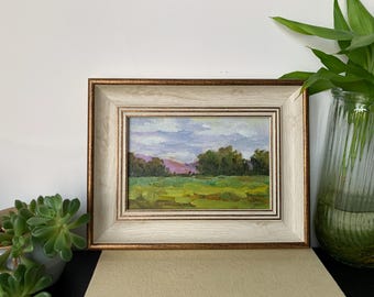 Pintura a óleo original de paisagem emoldurada