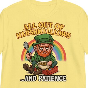 Grumpy Leprechaun Shirt Funny Cereal Parody Tee Adult Humor St Patrick&#39;s Day Shirt Exhausted Mood Tired Retro Irish Graphic Top
