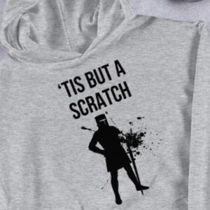 Monty Python Black Knight Hoodie – ’Tis But a Scratch Funny Silhouette Pullover – Movie Quote Graphic for Nerds & Comedy Fans
