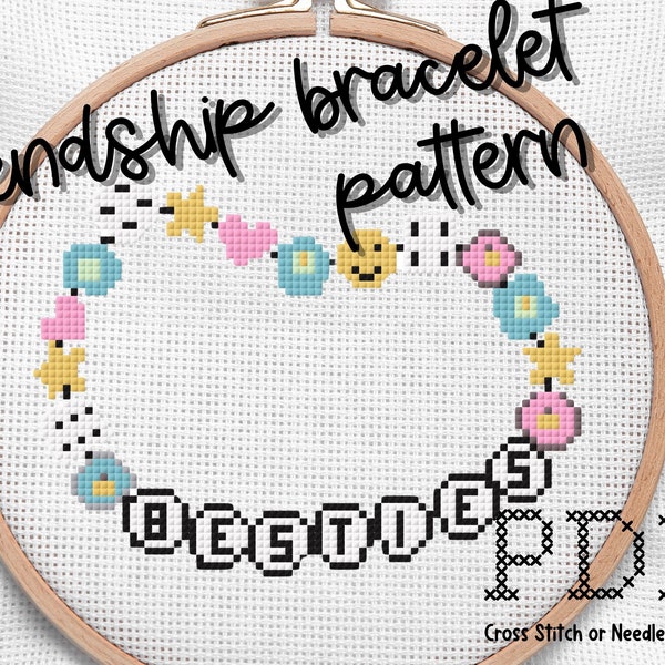 Besties Taylor Swift Bead bracelet cross stitch or needlepoint PDF pattern