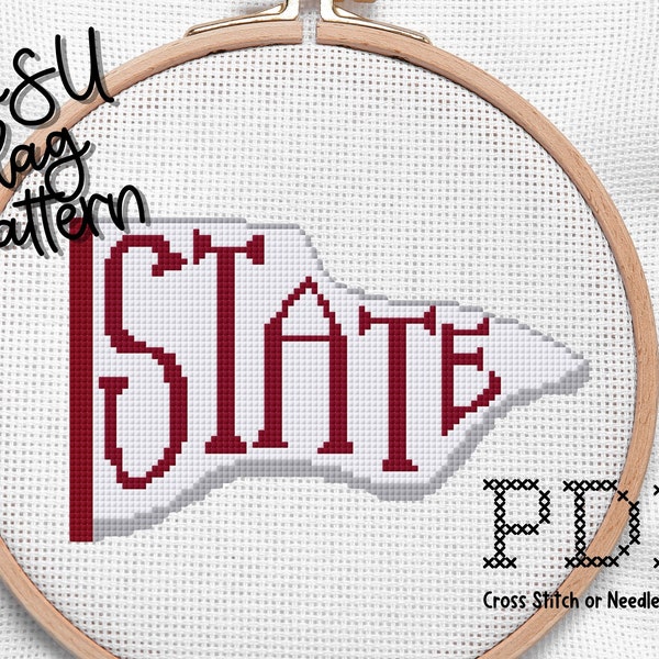 College Mississippi State bulldogs pennant flag game day cross stitch needlepoint pattern chart