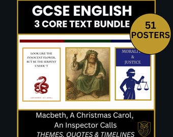 Macbeth, An Inspector Calls, A Christmas Carol - GCSE English Display Bundle Classroom Display Poster Pack. Themes, Quotes and Timelines.