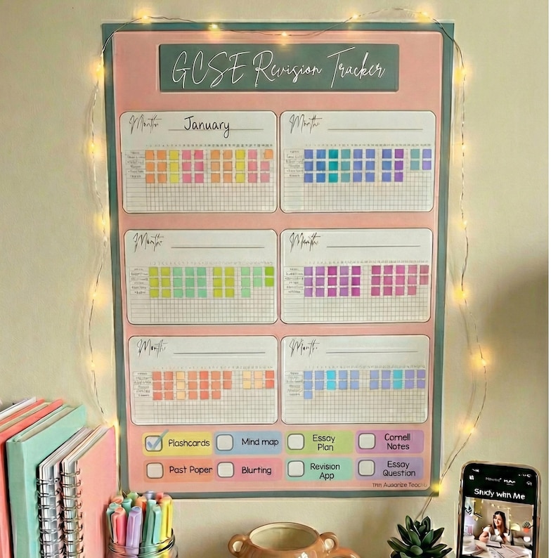 GCSE Revision Habit Tracker – A2 Wall Planner | 6 Month Study Schedule ...