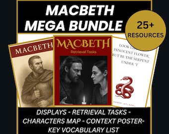Macbeth  – Displays, Retrieval Starters, Posters, Context & Vocabulary - Mega Bundle. Covers AO1, AO2 and AO3. Instant download