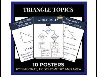 Trigonometry Classroom Display | GCSE Maths Poster Set | Pythagoras SoH CaH ToA | Printable KS4 Revision