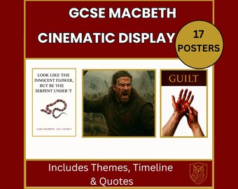 Macbeth Display Pack – GCSE English Posters, Themes, Quotes & Timeline, Printable Classroom Resource. English Literature Display