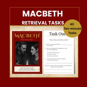 Macbeth Retrieval Tasks. GCSE English Revision. 40 Tasks. Macbeth Lesson Starters. Macbeth Do Now Booklets.  Homework Booklet with Answers