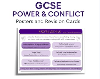 GCSE Power and Conflict Poetry Anthology Posters and Revision Cards AQA English Literature Key Quotes and Analysis. Scaffolding for students