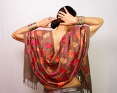 Silk Pashmina Shawl, Unique Pure Wool Pashmina Scarf, Wedding Pashmina Shawl Taupe, Bridal Shawl Wrap, Cover Up, Silk Embroidered Pashmina