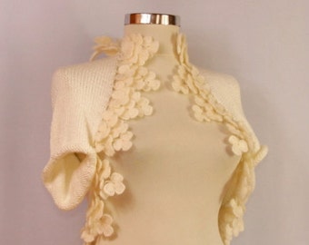 Bridal Bolero Ivory, Wedding Shrug Knit, Bolero Jacket, Crochet Shrug Bolero, Bridal Shrug Knit, Wedding Bolero Lace, Shrug Jacket, Capelet