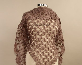 Triangle Shawl Crochet, Lace Shawl, Hand Crocheted Shawl for Women, Wedding Shawl, Bridesmaid Shawl, Bridal Shawl Boho, Shawl Scarf Wool