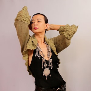 Hand Knit Shrug, Bolero Army Green, Crochet Shrug, Shrug Sweater, Crochet Shrug Lace, Knit Bolero Jacket, Bolero Sweater, Cardigan for Women