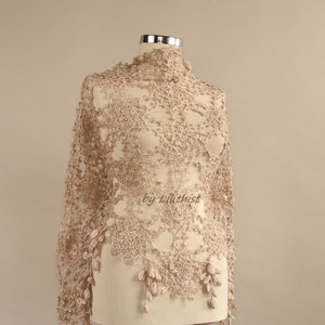 Lace Shawl Crochet, Wedding Shawl, Bridal Shawl, Evening Shawl Wool, Hand Crocheted Shawl, Triangle Shawl Lace
