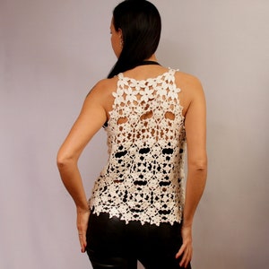 Sommer Top Elfenbein, Spitzen Top Tank, Spitzen Top häkeln, Sleeeless Lace Shirt, Bambus Häkel Top, Boho Hochzeit Braut Spitzen Top, Frauen Spitzenbluse