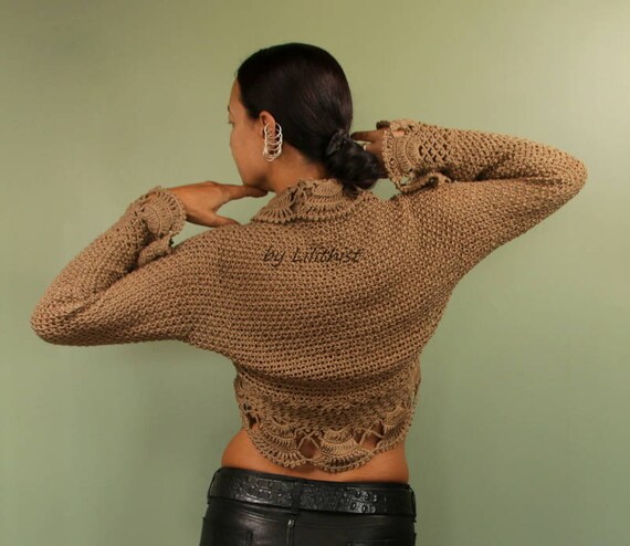 Knit Shrug Long Sleeve Knit Bolero Jacket Shrug Sweater Beige