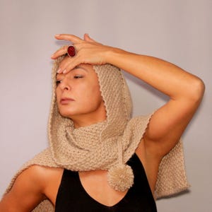 Alpaca Wool Knit Cowl Hood, Cowl Scarf Hood, Knit Hooded Scarf, Warm, Infinity, Scoodie, Knit Hoodie, Hood Scarf, Winter Gift for Her
