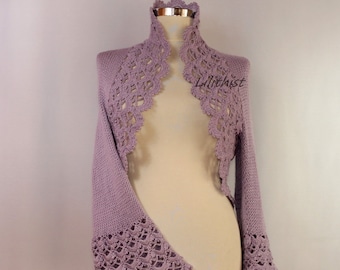 Crochet Shrug, Bolero Lilac, Knit Cardigan Women, Crochet Cardigan Sweater, Shrug Sweater, Bolero Jacket, Bolero Lace, Knit Bolero Wedding