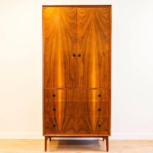 Mid Century Walnut Armoire 1960s by Glenn of California – Rare Vintage Modern Storage Cabinet