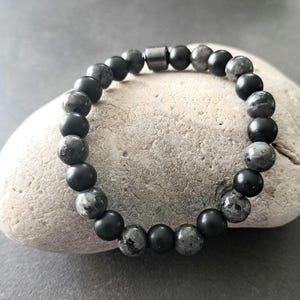Pulsera Argor en Labradorita Negra, Ónix Negro y Hematita 8 mm