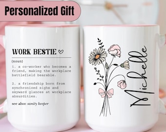 Work Bestie Coffee Mug Gift, Work Bestie Birthday Gift, Personalized CoWorker Mug, Work Bestie Birthday Gift, Work Bestie Gift Coworker Gift