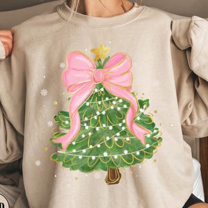 Coquette Christmas Sweatshirt, Christmas Sweatshirt, Christmas Tree Shirt, Coquette Christmas Tree Shirt, Christmas Tree Sweatshirt