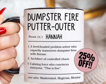 Funny Boss Gift Dumpster Fire Putter-Outer Mug, Gift for Coworker Supervisor, Personalized Manager Mug, Funny Boss Gift Idea, Coworker Gift