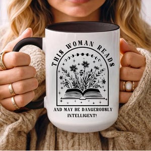 Wildflower Bookish Coffee Mug, Bookish Mug, Funny Book Mug, This Woman Read Mug, Book Lover Mug, Floral Bookish Mug, Celestial Book Mug