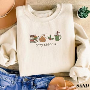 Cozy Season Sweatshirt, Christmas Book Lover Sweater, Holiday Crewneck Gift For Readers, Bookworm Christmas Sweatshirt, Xmas Bookish Shirt