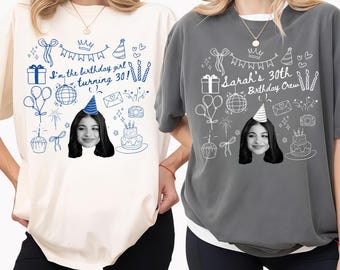 Aangepast shirt gezicht verjaardag, shirt gepersonaliseerde foto feest, grappige groepsverjaardag shirts, shirt aangepaste foto gezicht, T-shirt 30e verjaardag