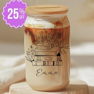 Custom Iced Coffee Glass For Writers | Bookish Glass Can | Perfect Gift for Readers & Writers | Gift For Book Lovers | Glass Tumbler