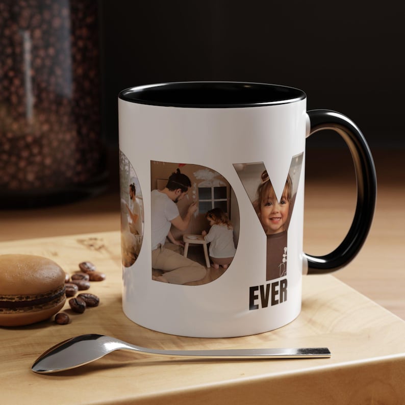 Best Daddy Ever Mug, Custom Father Day Cup, Personalized Photo Collage Mug, Dad Birthday Gift, Father Gift From Son Daughter Wife, Dad Mug image 2