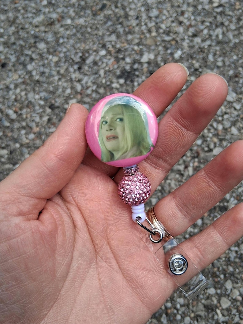 White Chicks Movie Themed Badge Reel-Side Eye Judging Badge-I Need You Scene-Acrylic Badge Reel-Adult Humor-Funny-Disgusted Face Badge Reel pink bedazzled set
