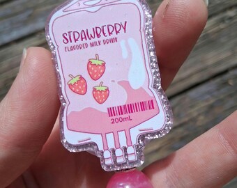 Portatarjetas Pink Drink Latte: Portatarjetas de identificación Frap, Etiqueta de nombre, Portatarjetas Pink Drink IV Bag, Regalo para compañeros de trabajo, Cordón, Regalo para ella, Artículos promocionales para enfermeras, Equipo