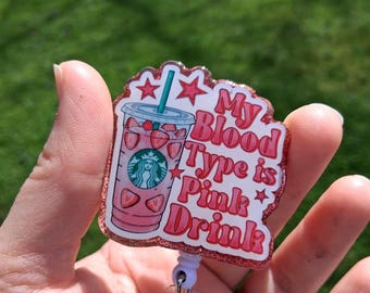 Porta badge rosa, porta badge glitterato, porta badge rosa Starbucks, regalo per infermieri e assistenti sanitari.