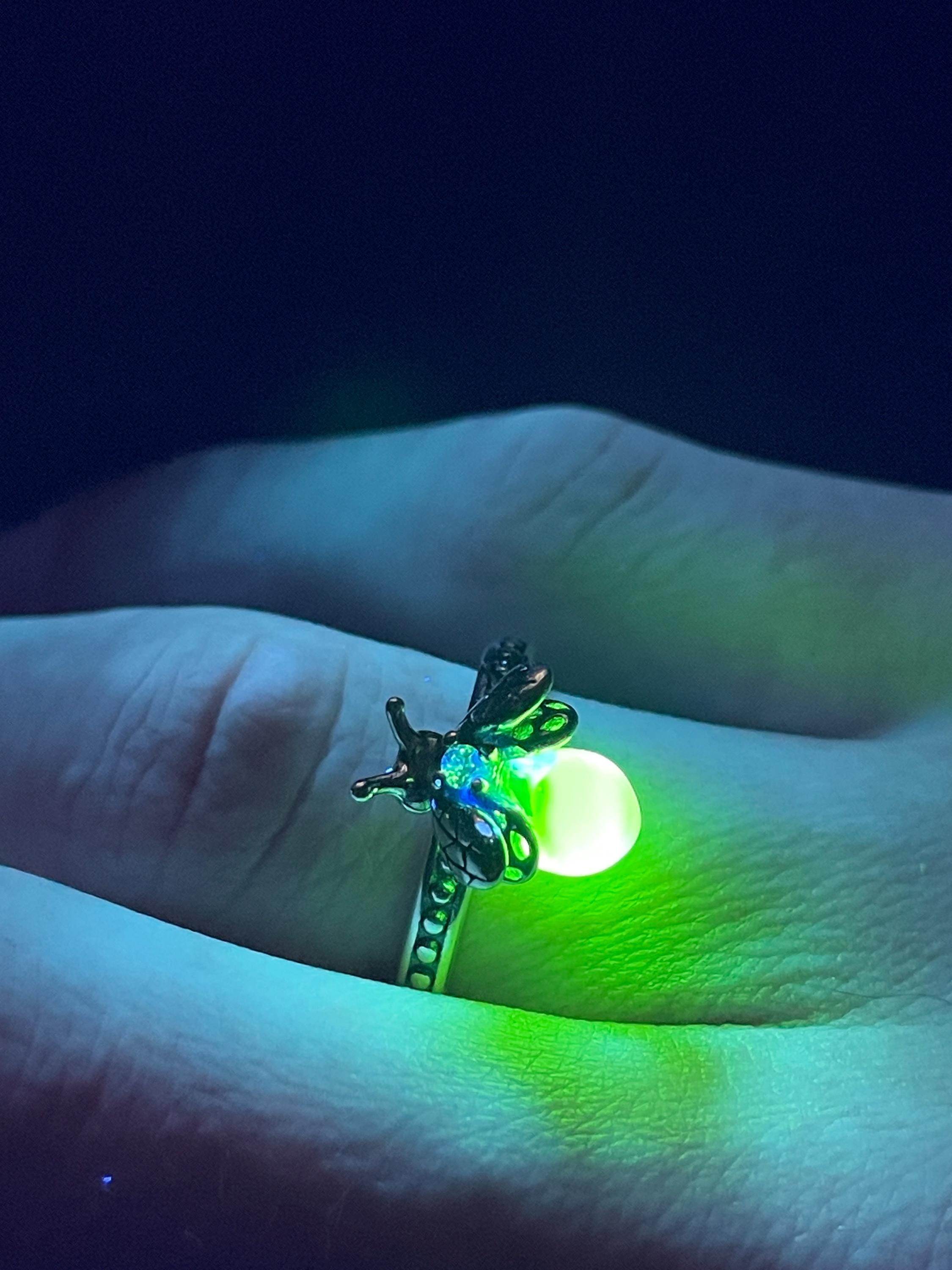 Firefly Rings Mecanic Uranium Glass (firefly) Ring | Yellow Vaseline Bug Jewelry | It Glows ...