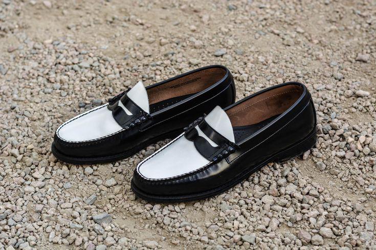 Handmade Two Tone Leather Penny Loafers, Handstitched Slip-Ons