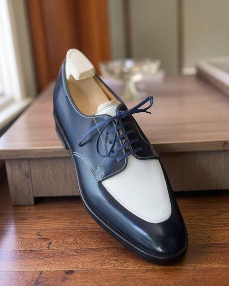 blue dress for baby girl Blue and White Mens Dress Shoes | Derby Elegance main image 1
