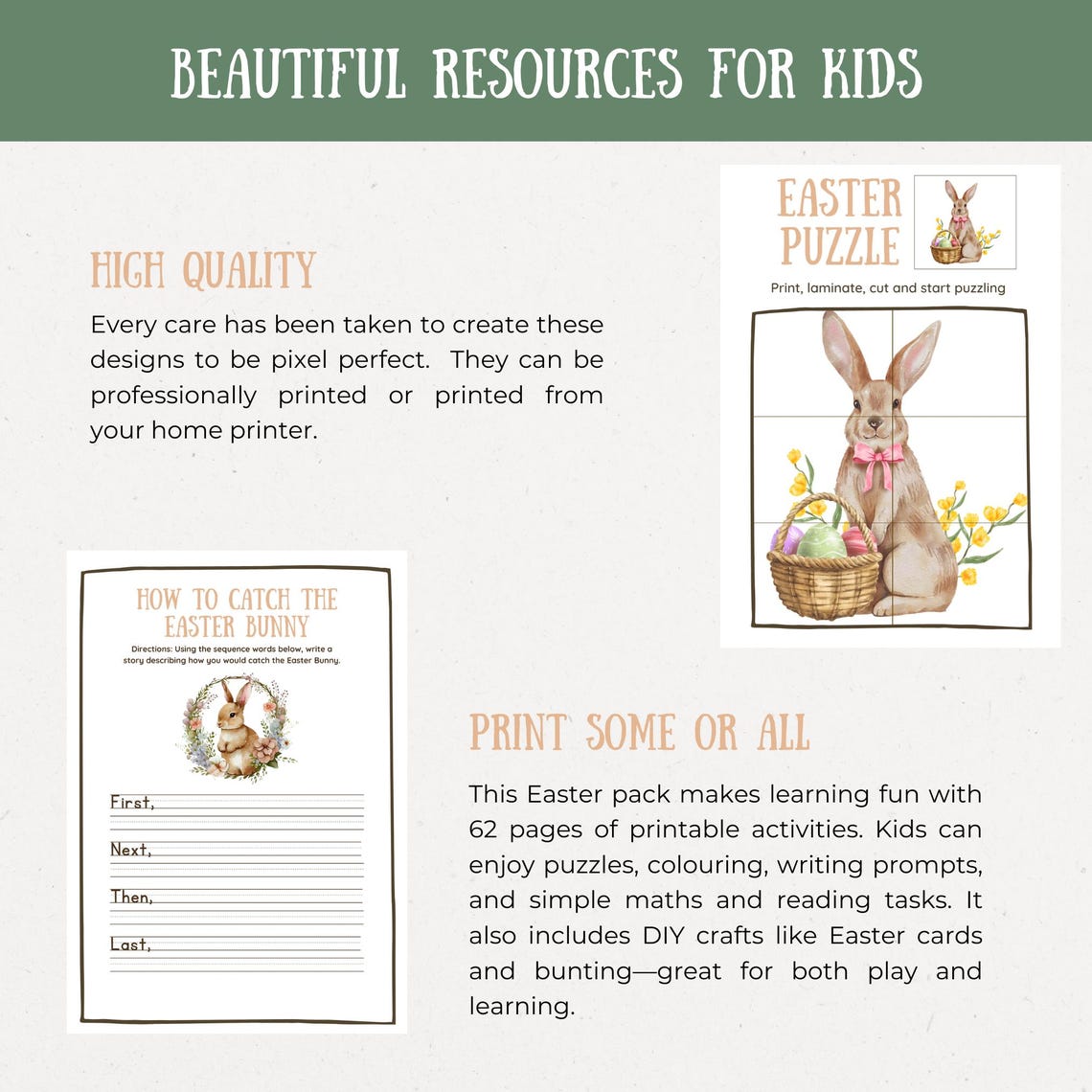 Easter Activity Pack for Kids, Printable Easter Worksheets, Homeschool ...