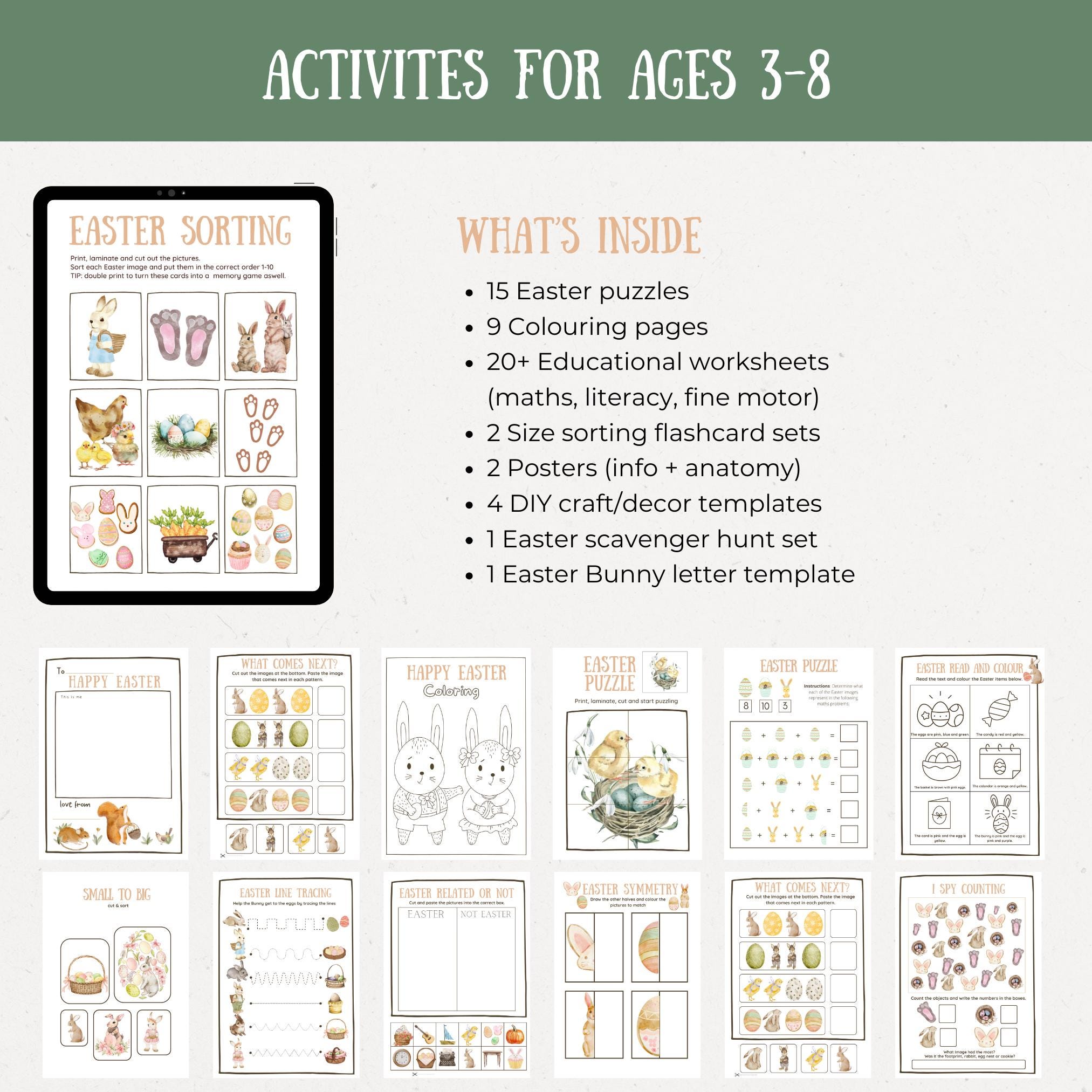 Easter Activity Pack for Kids, Printable Easter Worksheets, Homeschool ...