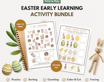 Easter Activity Pack for Kids, Printable Easter Worksheets, Homeschool Classroom Learning Games, Preschool Kindergarten Crafts, Egg hunt PDF
