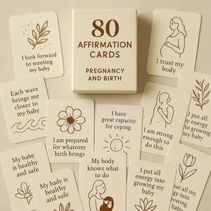 Afdrukbare bevestigingskaarten zwangerschap/postpartum 80 citaten over positieve geboorte en geestelijke gezondheid voor moeders