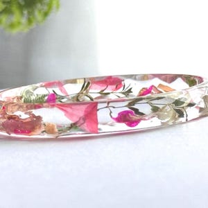 Pressed Flower Resin Bangle: Real Geranium, Daisy & Snapdragon