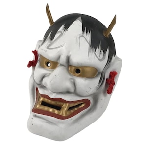 Japanese Ceramic Miniature Noh Mask Hannya Vintage Angry Demon Oni Nohmen Antique