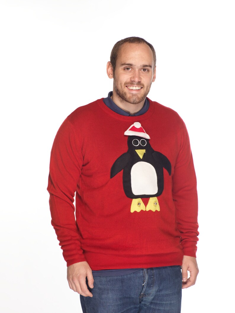 Mens Penguin Christmas Sweater 