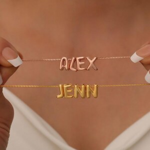 Collar con nombre personalizado de Fatso: colgante con letra burbuja en plata de ley 925 o chapado en oro de 18 quilates. Regalo de joyería personalizado para ella.