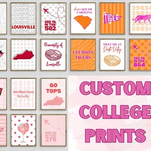 Custom College Wanddrucke, 6er-Set, College Wanddekor, Digitaldrucke, Wohnheimdekor