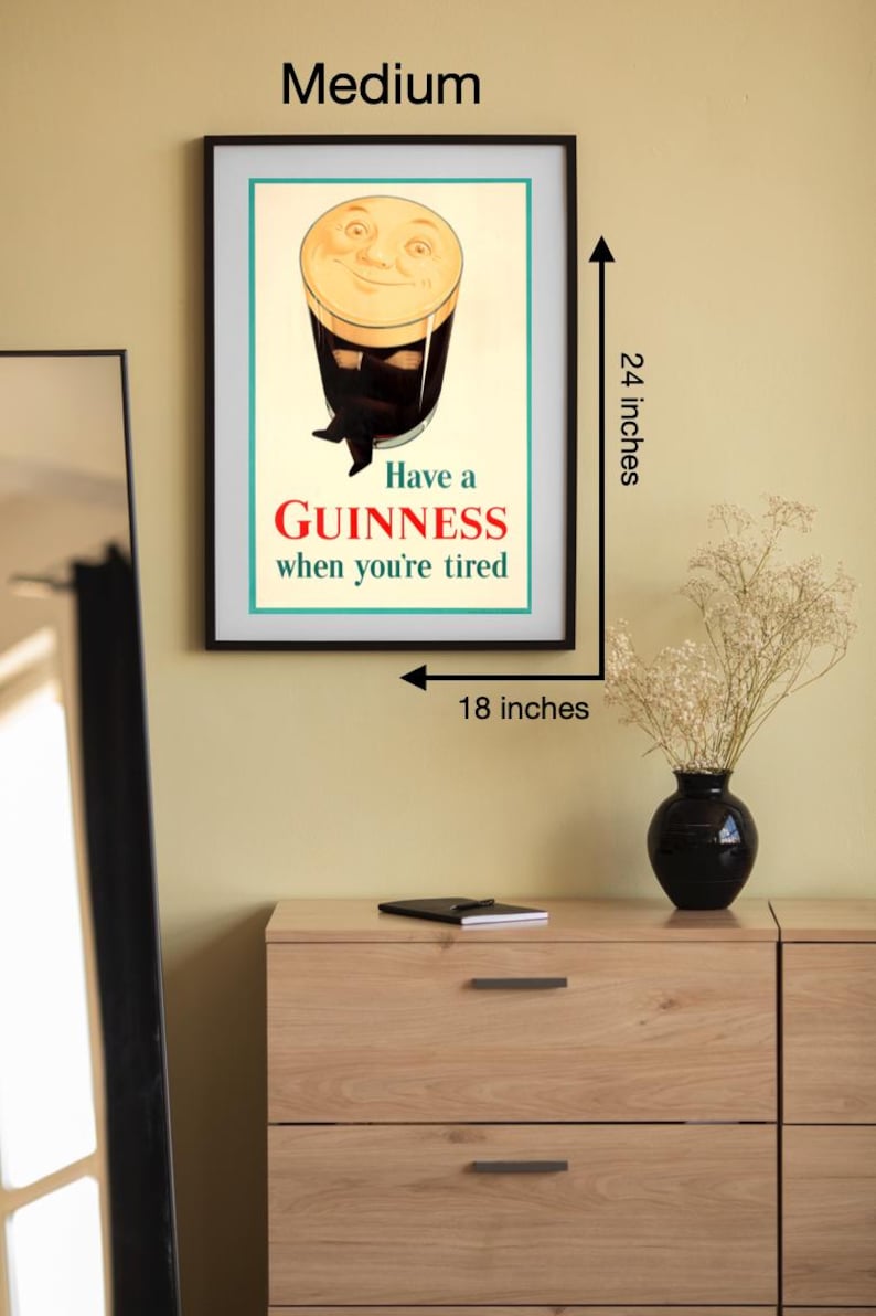 Digital "Smiling Pint Man" Original Vintage Guinness Advertising Poster [Ready to Print Download] image 3